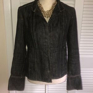 ELIE TAHARI DARK RINSE DENIM JACKET
